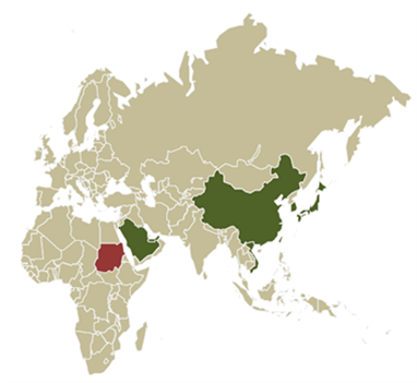 Location of Sudan and proximity of target markets of GCC and China